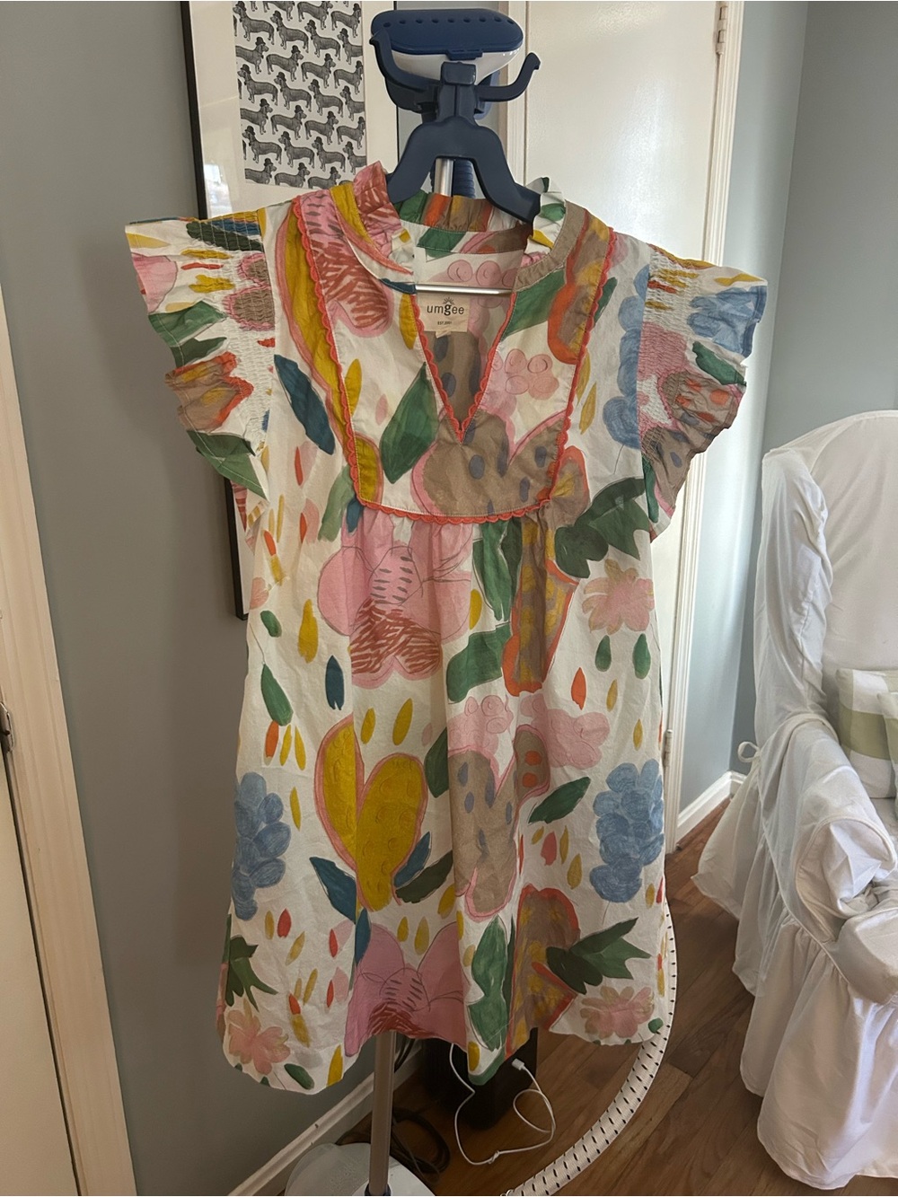 Umgee Multicolor Floral Flutter-Sleeve Dress